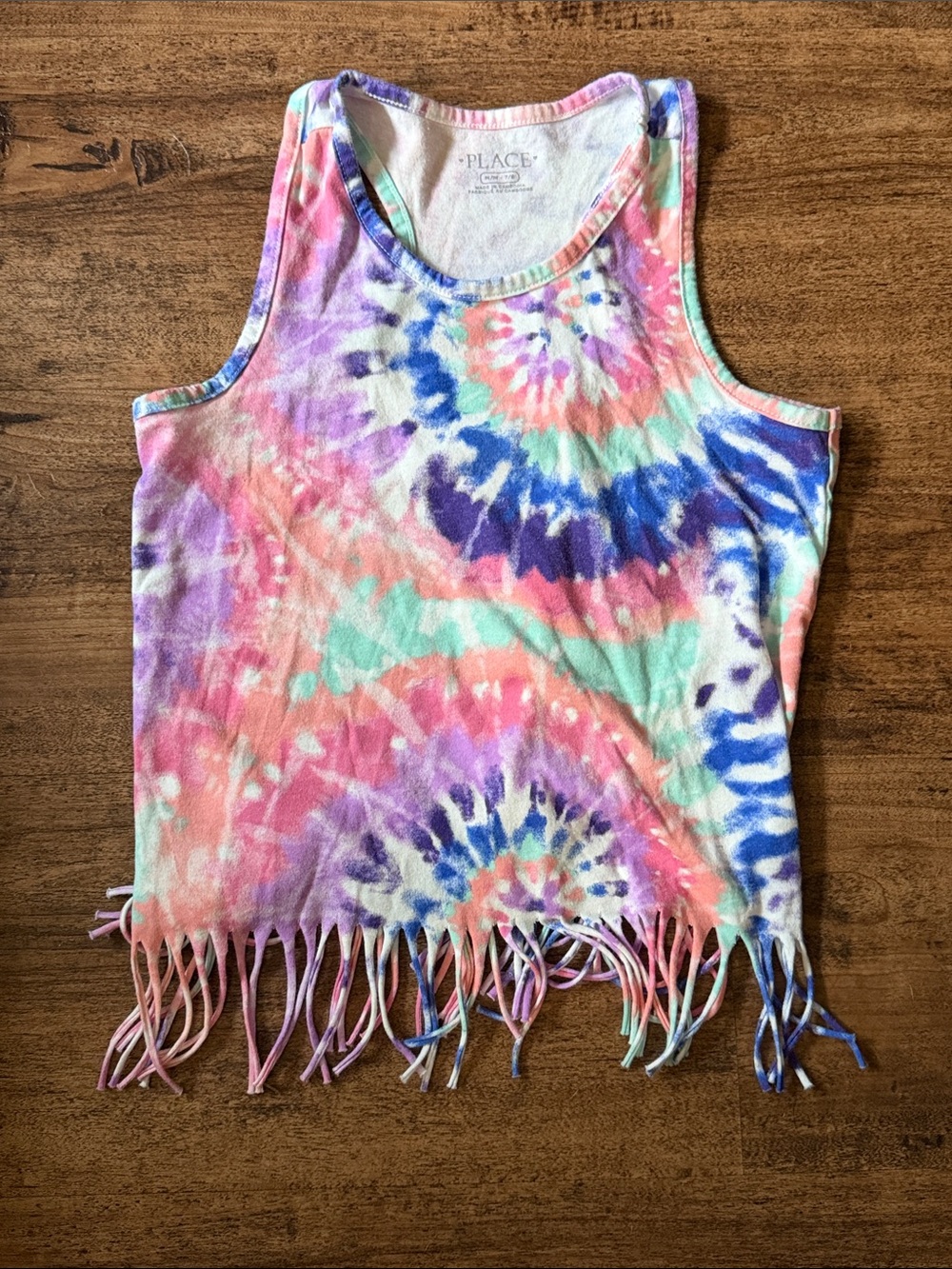 The Children's Place Pastel Tie-Dye Fringe Tank Top size 7/8
